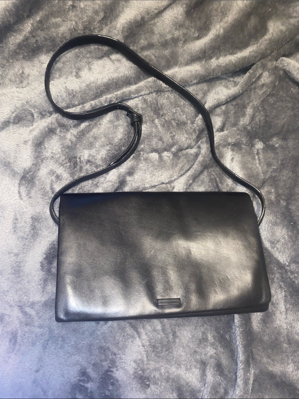 Vintage Frances Cobiasia Sleek Black Leather Crossbody Shoulder Bag
